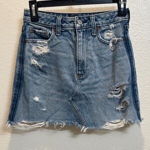 Distressed Denim Skirt